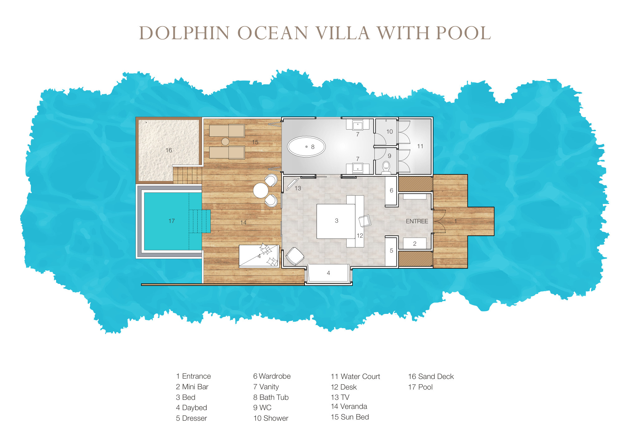 Dolphin Ocean Villa with Pool floor plan